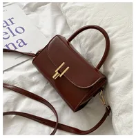 Women's Small Pu Leather Solid Color Streetwear Square Flip Cover Shoulder Bag Handbag Crossbody Bag sku image 2