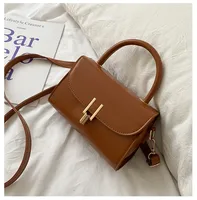 Women's Small Pu Leather Solid Color Streetwear Square Flip Cover Shoulder Bag Handbag Crossbody Bag sku image 5