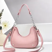 Women's Medium Pu Leather Solid Color Classic Style Dumpling Shape Zipper Shoulder Bag main image 4