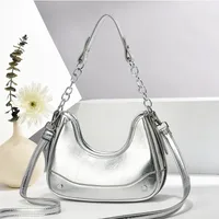 Women's Medium Pu Leather Solid Color Classic Style Dumpling Shape Zipper Shoulder Bag sku image 5
