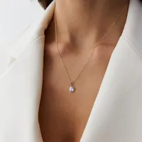 SS10 Luxury Pearl Jewelry Set 925 Sterling Silver 14K Gold Plated Chain Cultured Freshwater Pearl Earring Necklace Set For Women main image 5