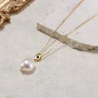 SS10 Luxury Pearl Jewelry Set 925 Sterling Silver 14K Gold Plated Chain Cultured Freshwater Pearl Earring Necklace Set For Women main image 6