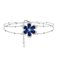 BLZ-4  925 Sterling Silver Created Sapphire Flower Pendant Necklace Earrings Set Wedding Gift sku image 3