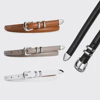 New Simple  Silver Buckle Three-piece Women's Belt High-grade Decorative Student Youth Jeans Thin Belt main image 1