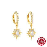 1 Pair 925 Sterling Silver Zircon Geometric Solid Color Earrings main image 3