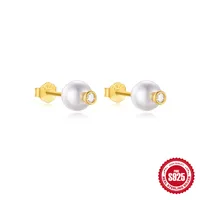 1 Pair 925 Sterling Silver Zircon Geometric Solid Color Earrings sku image 2