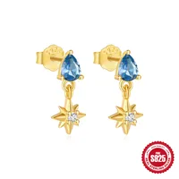 1 Pair 925 Sterling Silver Zircon Geometric Solid Color Earrings sku image 3