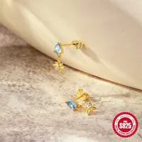 1 Pair 925 Sterling Silver Zircon Geometric Solid Color Earrings main image 5