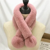 Women's Sweet Solid Color Faux Rabbit Fur Solid Color Scarf sku image 9
