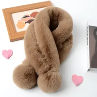 Women's Sweet Solid Color Faux Rabbit Fur Solid Color Scarf sku image 3