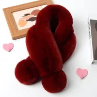 Women's Sweet Solid Color Faux Rabbit Fur Solid Color Scarf sku image 15