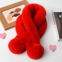 Women's Sweet Solid Color Faux Rabbit Fur Solid Color Scarf sku image 4