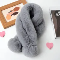 Women's Sweet Solid Color Faux Rabbit Fur Solid Color Scarf sku image 13