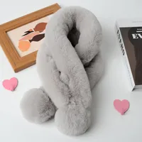 Women's Sweet Solid Color Faux Rabbit Fur Solid Color Scarf sku image 12