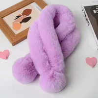 Women's Sweet Solid Color Faux Rabbit Fur Solid Color Scarf sku image 16