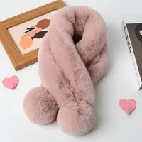 Women's Sweet Solid Color Faux Rabbit Fur Solid Color Scarf sku image 8