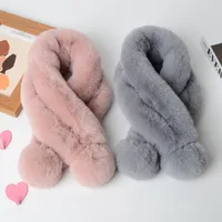 Women's Sweet Solid Color Faux Rabbit Fur Solid Color Scarf main image 1