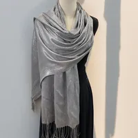 Exclusive For New   Women's Shawl Autumn And Summer Women Tassel Silver Silk Ball Dinner Party Scarf sku image 8