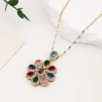 Wholesale Jewelry Casual Flower 304 Stainless Steel Copper Zircon Pendant Necklace sku image 4