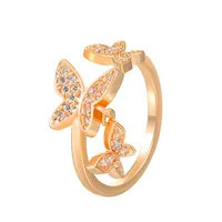 Korean Beautiful Butterfly  Micro-inlaid Zircon Open Ring sku image 3