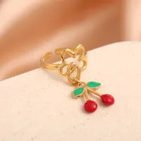 Elegant Modern Style Cherry Shell 304 Stainless Steel Plating 18K Gold Plated Women's Charm Rings Open Rings Rings sku image 35