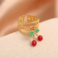 Elegant Modern Style Cherry Shell 304 Stainless Steel Plating 18K Gold Plated Women's Charm Rings Open Rings Rings sku image 36