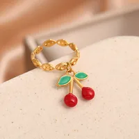 Elegant Modern Style Cherry Shell 304 Stainless Steel Plating 18K Gold Plated Women's Charm Rings Open Rings Rings sku image 32