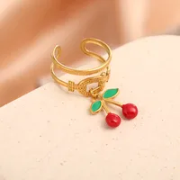 Elegant Modern Style Cherry Shell 304 Stainless Steel Plating 18K Gold Plated Women's Charm Rings Open Rings Rings sku image 37