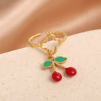Elegant Modern Style Cherry Shell 304 Stainless Steel Plating 18K Gold Plated Women's Charm Rings Open Rings Rings sku image 31