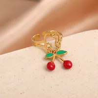 Elegant Modern Style Cherry Shell 304 Stainless Steel Plating 18K Gold Plated Women's Charm Rings Open Rings Rings sku image 30