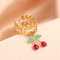 Elegant Modern Style Cherry Shell 304 Stainless Steel Plating 18K Gold Plated Women's Charm Rings Open Rings Rings sku image 34