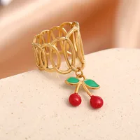 Elegant Modern Style Cherry Shell 304 Stainless Steel Plating 18K Gold Plated Women's Charm Rings Open Rings Rings sku image 33