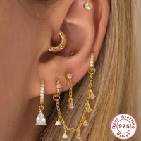 1 Piece 925 Sterling Silver Zircon Geometric Earrings main image 5