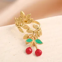 Elegant Modern Style Cherry Shell 304 Stainless Steel Plating 18K Gold Plated Women's Charm Rings Open Rings Rings sku image 25