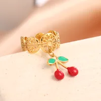 Elegant Modern Style Cherry Shell 304 Stainless Steel Plating 18K Gold Plated Women's Charm Rings Open Rings Rings sku image 26