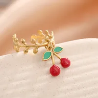 Elegant Modern Style Cherry Shell 304 Stainless Steel Plating 18K Gold Plated Women's Charm Rings Open Rings Rings sku image 28