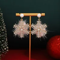 1 Pair Casual Simple Style Streetwear Snowflake Plating Alloy Drop Earrings main image 1