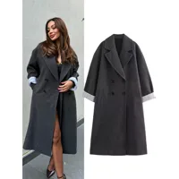 Women's Elegant Streetwear Solid Color Double Breasted Coat Woolen Coat main image 1