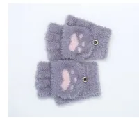 Winter Half Finger Flip Knitted Gloves Imitation Mink Velvet Warm Covered Cat Claw Gloves Women's New Gloves Wholesale sku image 5