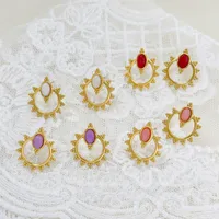 1 Pair Vintage Style Geometric Plating 304 Stainless Steel Natural Stone Ear Studs main image 1