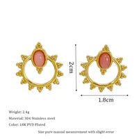 1 Pair Vintage Style Geometric Plating 304 Stainless Steel Natural Stone Ear Studs main image 2