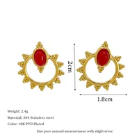 1 Pair Vintage Style Geometric Plating 304 Stainless Steel Natural Stone Ear Studs sku image 4