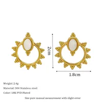 1 Pair Vintage Style Geometric Plating 304 Stainless Steel Natural Stone Ear Studs sku image 5