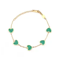 Cute Heart Shape 304 Stainless Steel 18K Gold Plated Acrylic Cable Chain Bracelets In Bulk main image 3