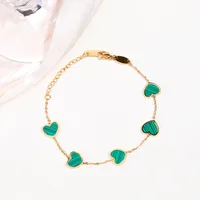 Cute Heart Shape 304 Stainless Steel 18K Gold Plated Acrylic Cable Chain Bracelets In Bulk main image 1