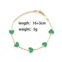 Cute Heart Shape 304 Stainless Steel 18K Gold Plated Acrylic Cable Chain Bracelets In Bulk sku image 1