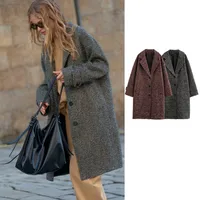Women's British Style Solid Color Single Breasted Coat Woolen Coat main image 1