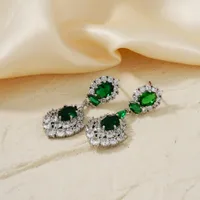 New Light Luxury High-End Fine Zircon-Embedded Earrings Simple Fashion In Europe And America Earrings Elegant Long Color Pendant Ear Rings main image 4