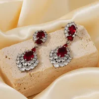 New Light Luxury High-End Fine Zircon-Embedded Earrings Simple Fashion In Europe And America Earrings Elegant Long Color Pendant Ear Rings main image 6