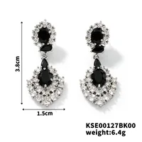 New Light Luxury High-End Fine Zircon-Embedded Earrings Simple Fashion In Europe And America Earrings Elegant Long Color Pendant Ear Rings sku image 1